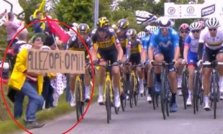 VIDEO Fan provoca carambola de ciclistas histórica