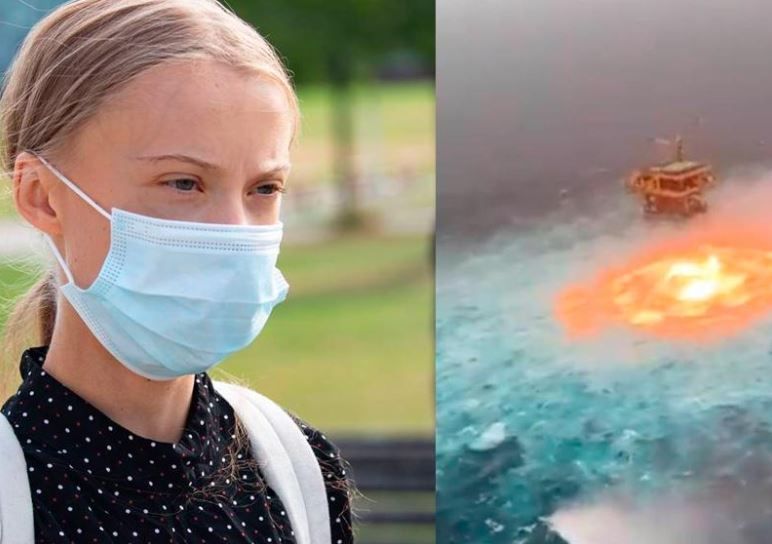 Greta Thunberg critica incendio en Sonda de Pemex
