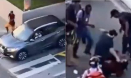 VIDEO. Atropella y golpea a ladrón que tomó el celular de su novia