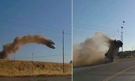 El impactante video donde un auto sale volando tras un choque en California