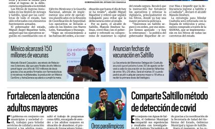Portada [29 de agosto de 2021] Refuerzan vigilancia en todas las carreteras, fortalecen la atención de adultos mayores, y más…