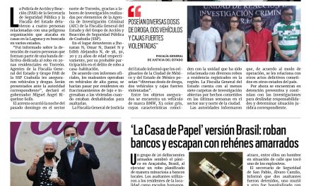 Portada [31 de agosto de 2021] Capturan a banda de asaltantes chilangos; reconocen trabajo de Mercedes Murgía, y más…