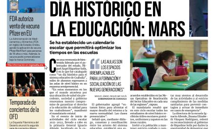 Portada [24 de agosto de 2021] Día histórico en la educación; reconoce Manolo a bomberos saltillenses, y más…