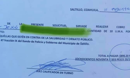 Primera multa en Saltillo por no usar cubrebocas