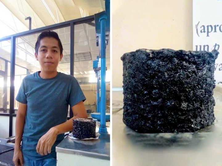 Joven mexicano creó pavimento anti baches reutilizando llantas que se regenera con agua