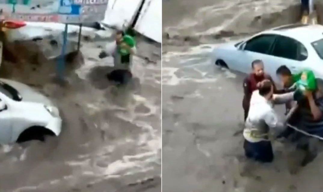 Vecinos salvan a bebé arrastrado por la corriente en las calles de Ecatepec (video)