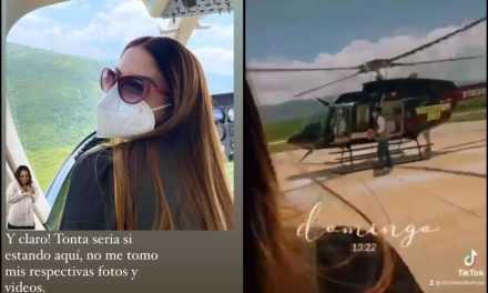 ‘Tonta si no me tomo foto’; esposa de funcionario se pasea en helicóptero con vacunas covid