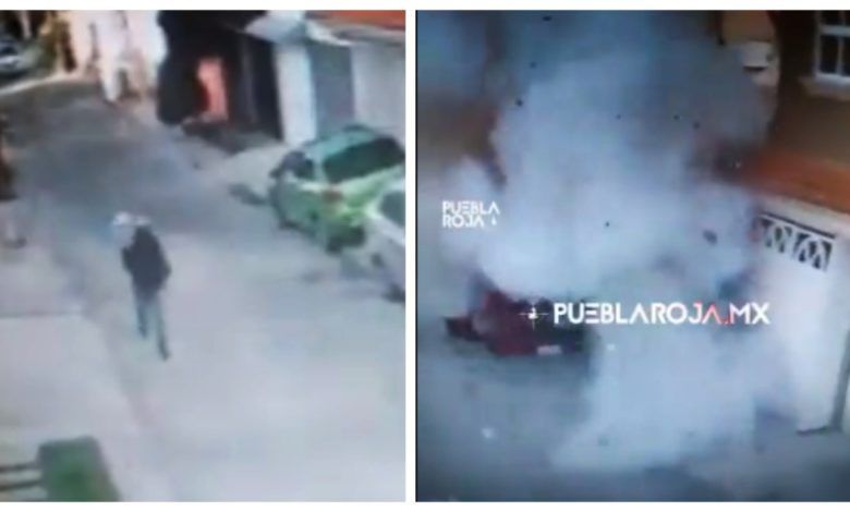 Dejan paquete bomba fuera de una casa en Puebla  (Video)