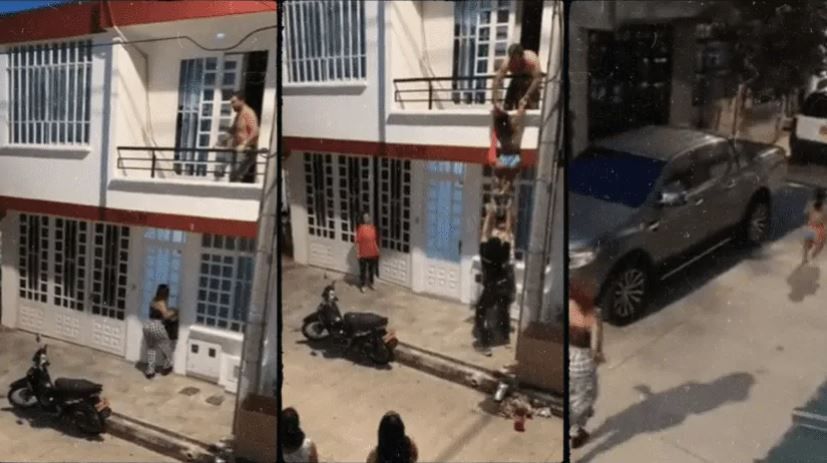 Simio no mata simio; desconocidos le ayudan a bajar a su pequeña amante por balcón (video)