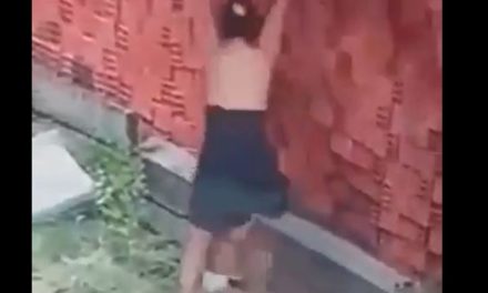 Súper mamá: protege con el cuerpo a su hijo de colapso de barda (video)