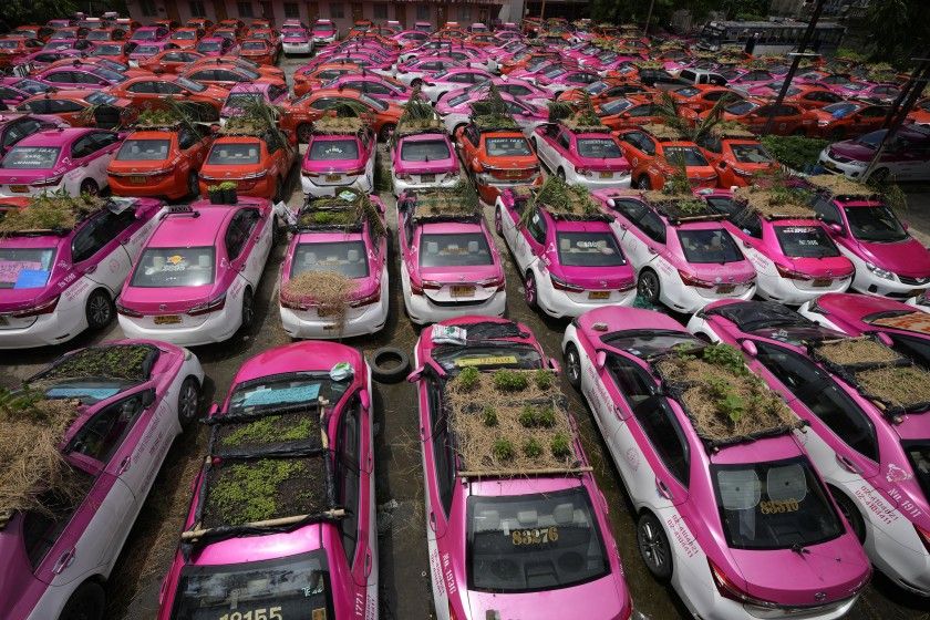 Taxistas protestan en Tailandia
