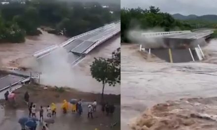 Momento en que corriente de agua desploma puente ‘El Quelite’ en Sinaloa (video)