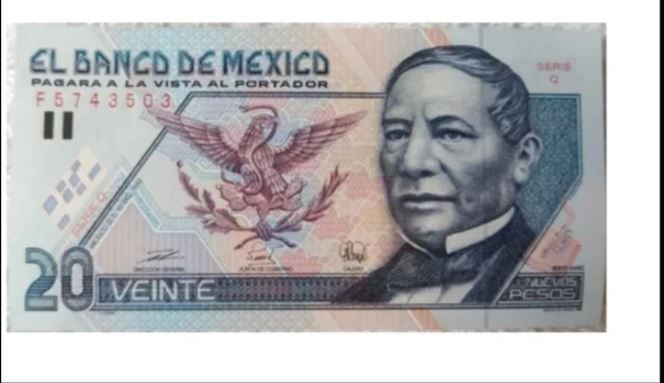 Billete de 20 pesos de Benito Juárez se vende en 75 mil en Internet