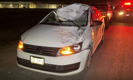 Conductor se salva de morir aplastado por la llanta de un tráiler, en Arteaga