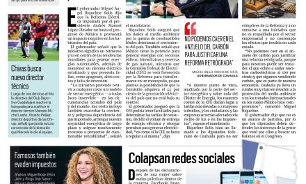 Portada [5 de octubre de 2021] Reforma Eléctrica es un retroceso; cae Facebook por 6 horas, y más…