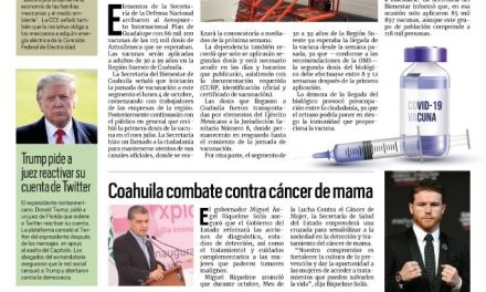 Portada [3 de octubre de 2021] Llegan 86 mil 200 vacunas para segunda dosis; saldo blanco durante marchas del 2 de octubre, y más…