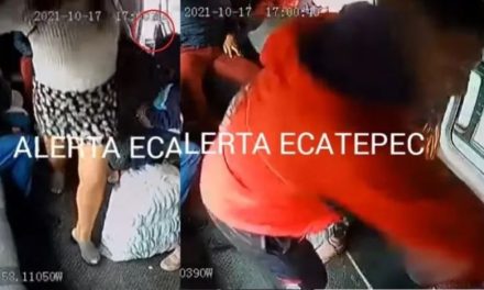 Asaltante golpea a mujer por alertar a chofer de que venía en Estado de México (video)