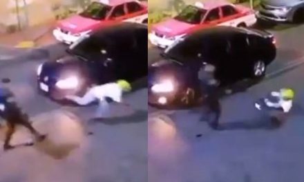 Captan momento en que asaltante colapsa tras recibir balazo en CDMX (video)