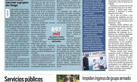 Portada [3 de noviembre de 2021] Arranca ‘Es por tu salud’; servicios públicos son prioridad en Saltillo, y más…