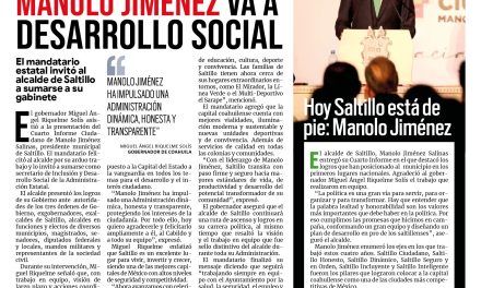 Portada [8 de diciembre de 2021]Manolo Jiménez va a Desarrollo Social; Hoy Saltillo está de pie y más…