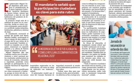 Portada [18 de diciembre de 2021] Seguiremos trabajando por la seguridad: MARS ; ‘Saltillo es la ciudad más competitiva de México’ y más…
