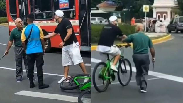 ‘Se pudrió todo’, conductor y ciclista pelean en medio de una avenida (video)