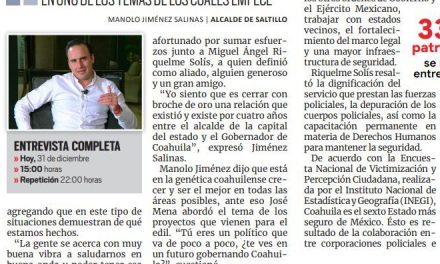 Portada [31 de diciembre de 2021] Sigue trabajar por Coahuila, Estado cierra fuerte en el tema de seguridad y más…
