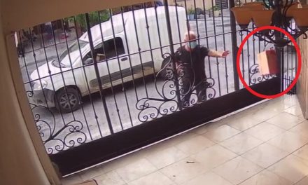 ¡Cuidado producto frá…!; repartidor lanza laptop por los aires en México (video)