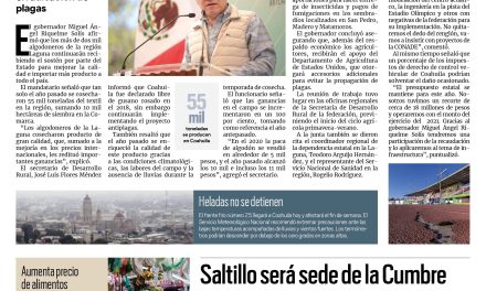 Portada [28 de enero de 2022] Coahuila respalda a productores de algodón; Saltillo será sede de la Cumbre Nacional Metalmecánica y más…