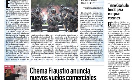 Portada [4 de febrero de 2022]  ‘Tenemos un modelo de seguridad ejemplar’; Chema Fraustro anuncia nuevos vuelos comerciales y más…