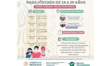 Hoy inició el refuerzo de vacunación para jóvenes de 18 a 29 años; la meta es aplicar 100 mil dosis