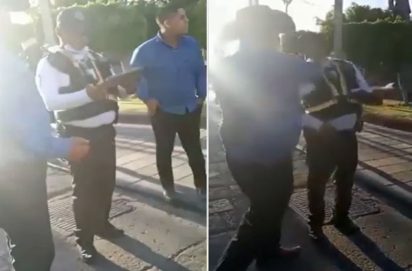 Conductor da ‘cachetadón’ a policía e intenta huir (Video)
