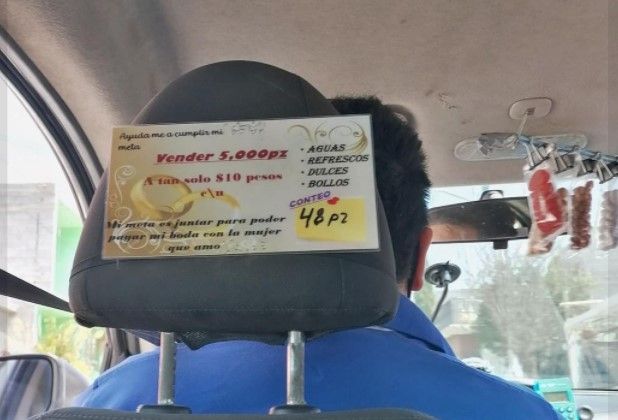 InDriver de Saltillo arma su tiendita móvil en el auto para pagar su boda