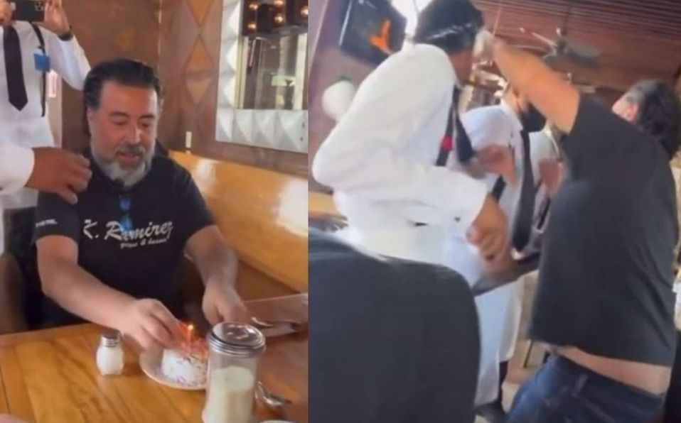 Integrante de Molotov hace una ‘broma’ y le da un pastelazo a un mesero