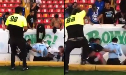 Elemento de seguridad fue captado golpeando a los aficionados del Atlas