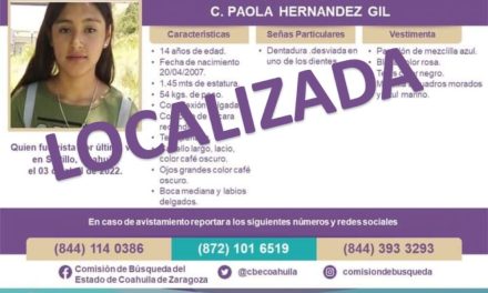 Localizan con vida a la menor Paola Hernández en Saltillo