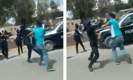 Policía y civil se dan de ‘trancazos’: ‘¡Dale Juan! ¡Daleee!’, gritan
