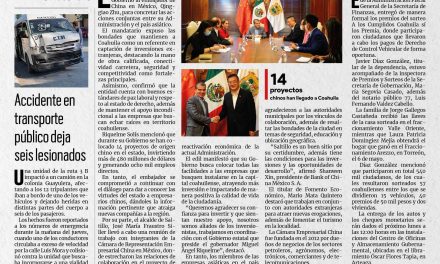 Portada [6 de mayo de 2022] Coahuila recibe a embajador de China; Magneto celebrará a las mamás de Ramos Arizpe y más…
