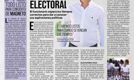 Portada [11 de mayo de 2022] Manolo buscaría participar en contienda electoral; Delegación Universitaria busca poner en alto a Coahuila  y más…
