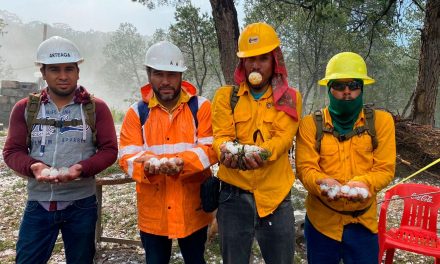 Cae enorme granizo en Arteaga, incendio sigue activo