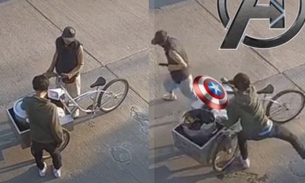 Al estilo del ‘Capitán América’ vendedor se defiende de asalto (Video)