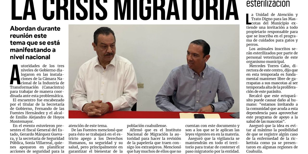 Portada Región Fronteriza [14 de junio de 2022] Suman esfuerzos para enfrentar la crisis migratoria en Acuña; Premian a ganadores de concurso de dibujo, fotografía y video; y más…
