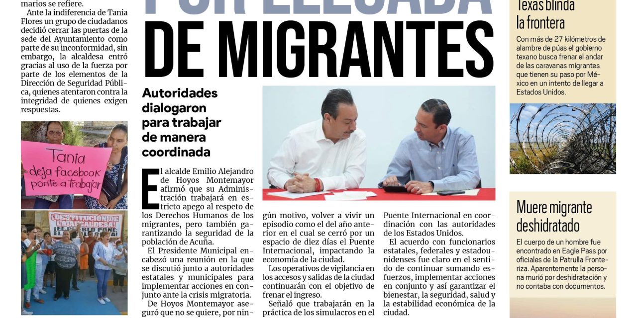 Portada Región Fronteriza [15 de junio de 2022] Acuña en alerta por llegada de migrantes; Rinde protesta voluntariado del DIF Acuña y más…