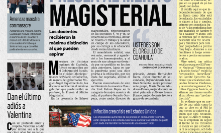 Portada [11 de junio de 2022] Entrega MARS Presea al Mérito Magisterial; Sensibiliza Chema a conductores y más…