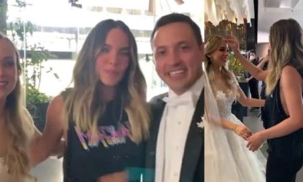 Novios reciben la bendición de Belinda mientras se casaban en hotel de Monterrey