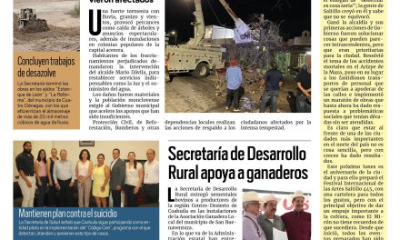 Portada Región Centro [24 de julio de 2022] Tormenta azota y deja daños en Monclova; SDR entrega apoyos a ganaderos y más…