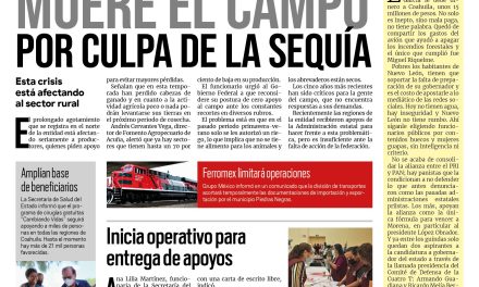 Portada Región Fronteriza [26 de julio de 2022] Muere el campo a consecuencia de la sequía; Inicia operativo para entrega de apoyos en Acuña y más…