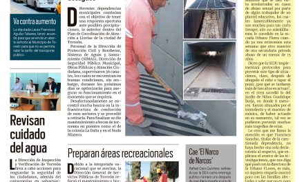 Portada Región Lagunera [16 de julio de 2022] Inspeccionan infraestructura pluvial y sanitaria; Revisan cuidado del agua y más…