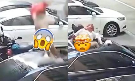 Mujer semidesnuda ‘cae del cielo’ por tener relaciones en un balcón (video)