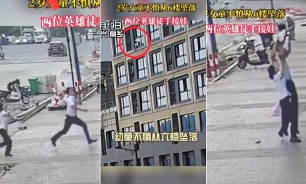 Así fue como un hombre salvó a una niña de morir en China tras caerse de un quinto piso (video)